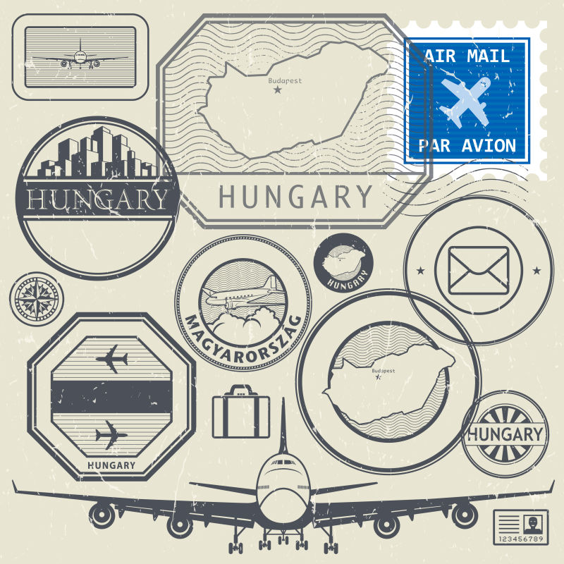 创意矢量匈牙利主题的旅游印章设计