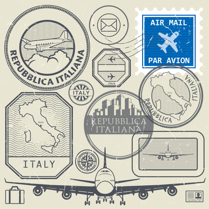 创意矢量意大利旅游印章设计
