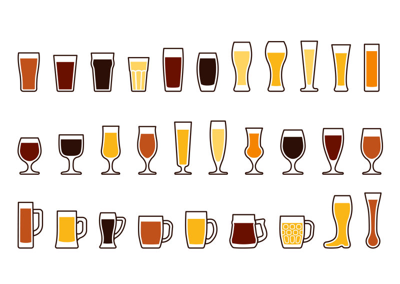 啤酒杯彩色图标矢量设计