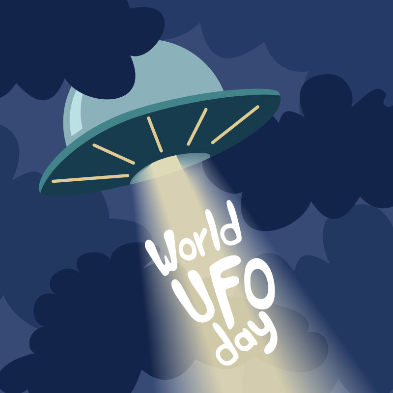 矢量外星人飞船为世界UFO日制作海报