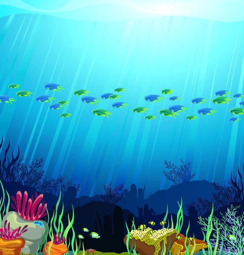 创意矢量美丽的海底世界插图