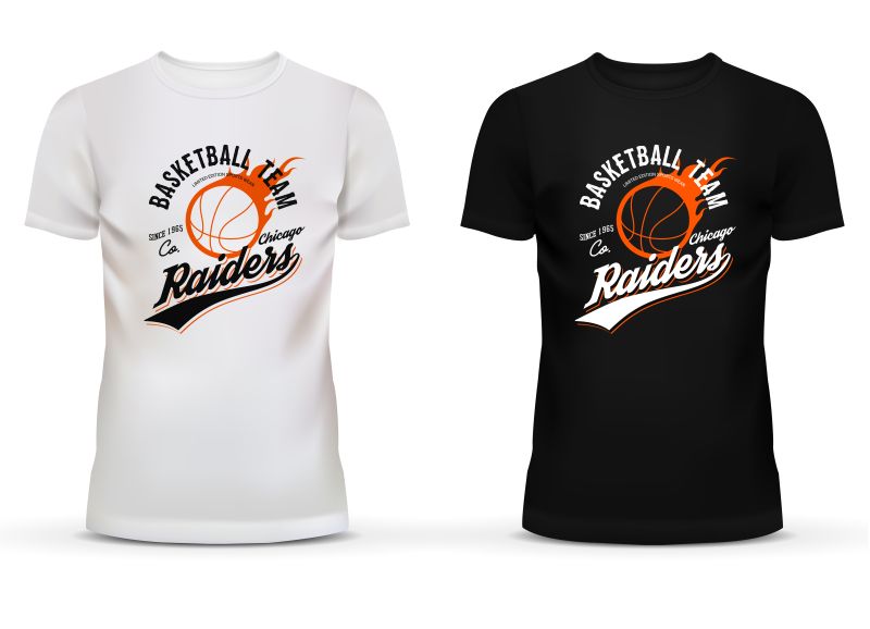 创意矢量篮球元素的T恤图案设计