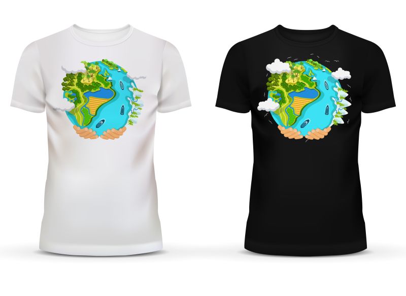 抽象矢量生态地球元素的T恤设计