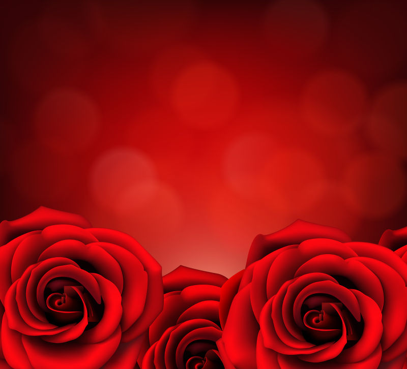 红色玫瑰图案背景矢量设计