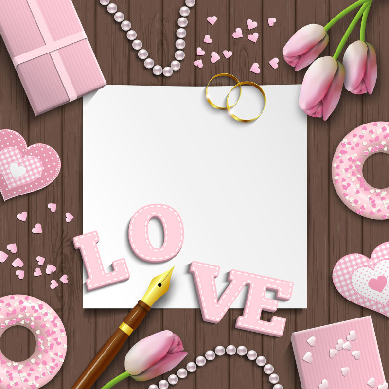 情人节粉色爱情主题背景矢量设计