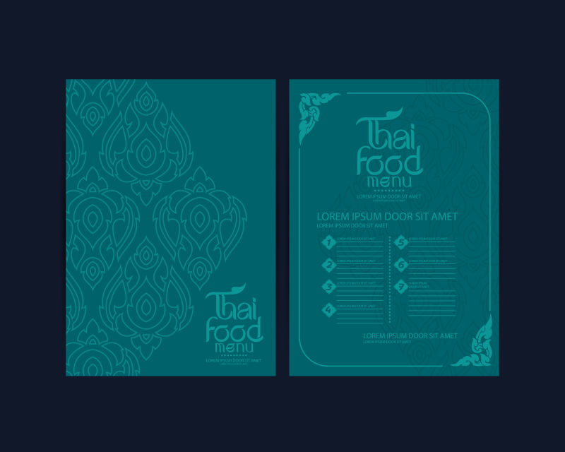 创意矢量泰国风格的菜单设计