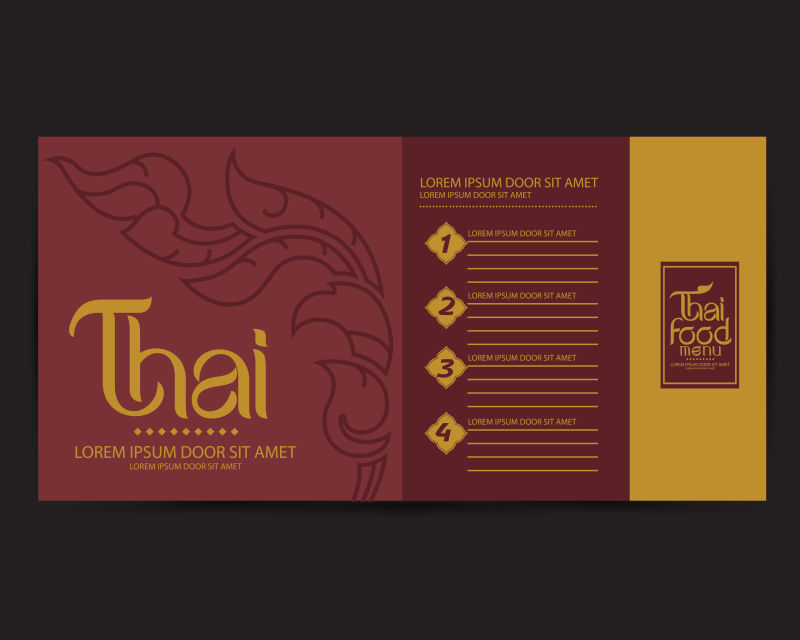 抽象矢量线条风格的泰国菜单设计插图