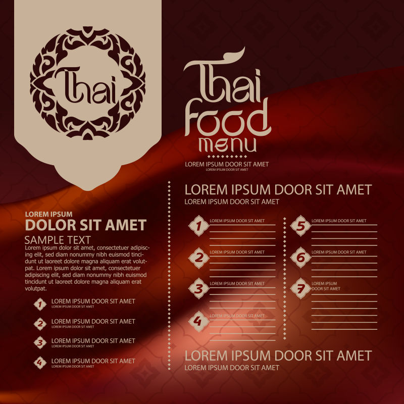 抽象矢量现代泰国元素平面菜单设计