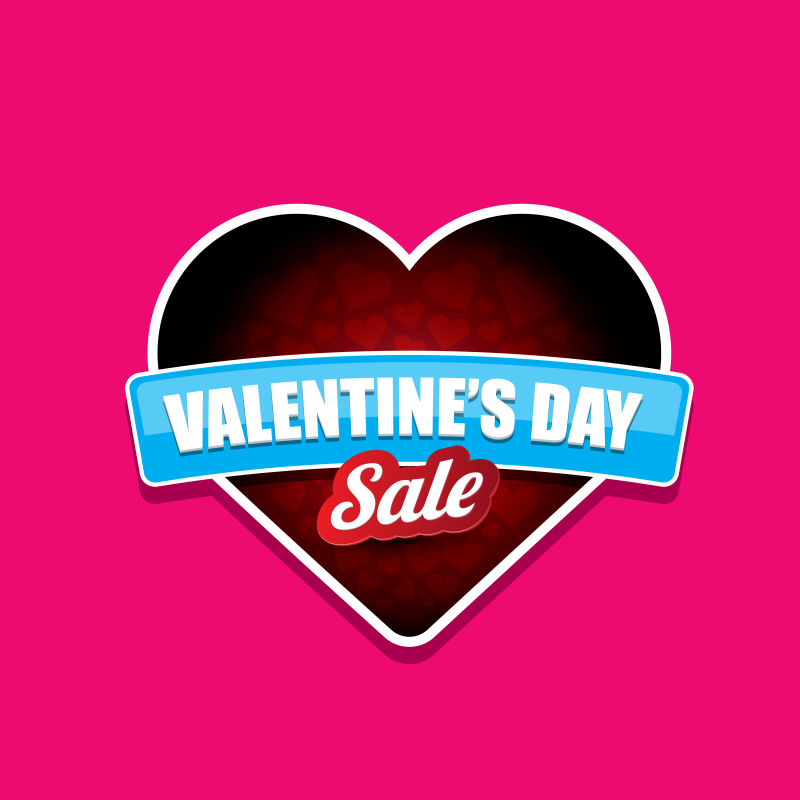 矢量的情人节心脏销售标签隔离在粉红色的背景