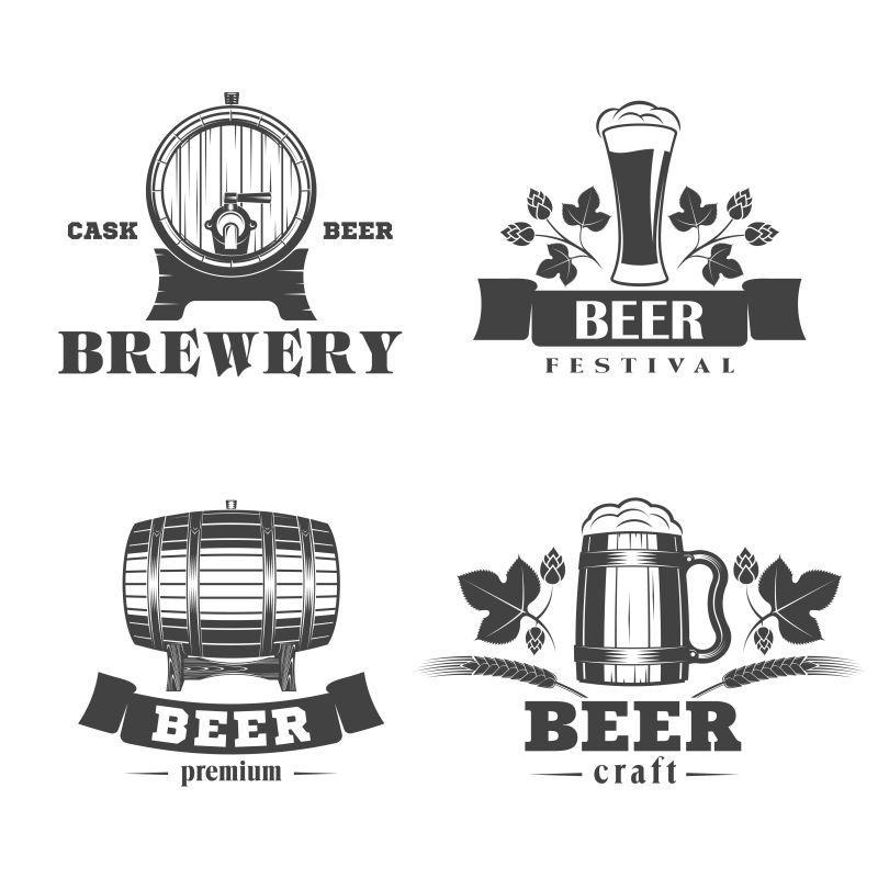 矢量创意复古啤酒标签平面设计