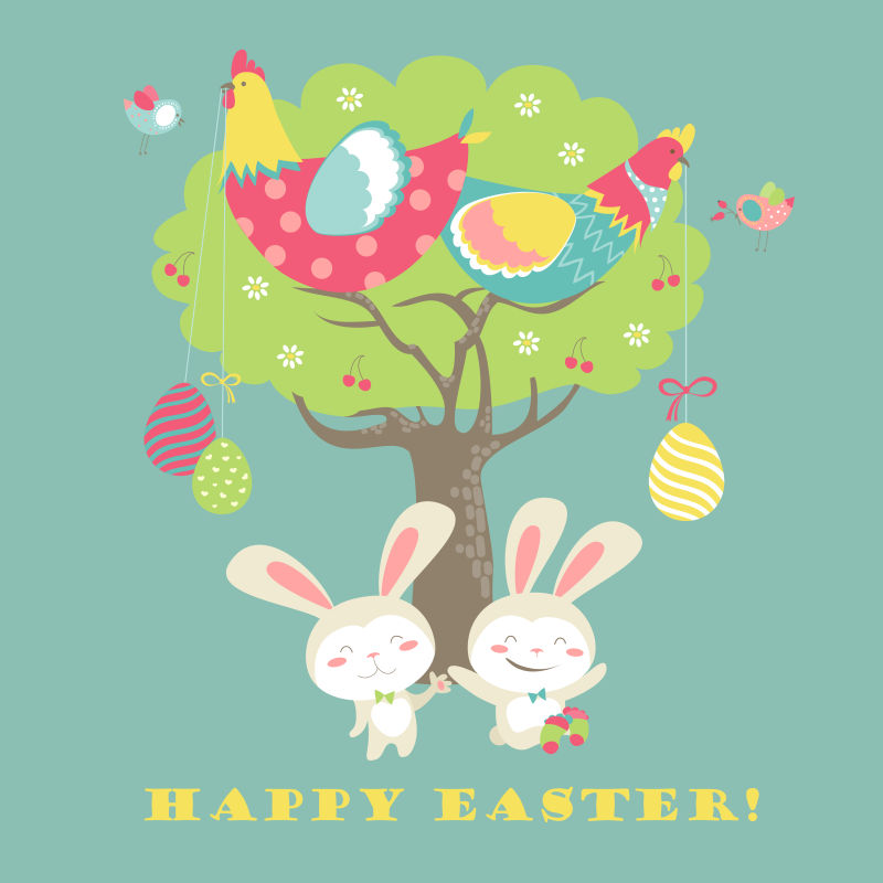 复活节兔子图案卡片矢量设计