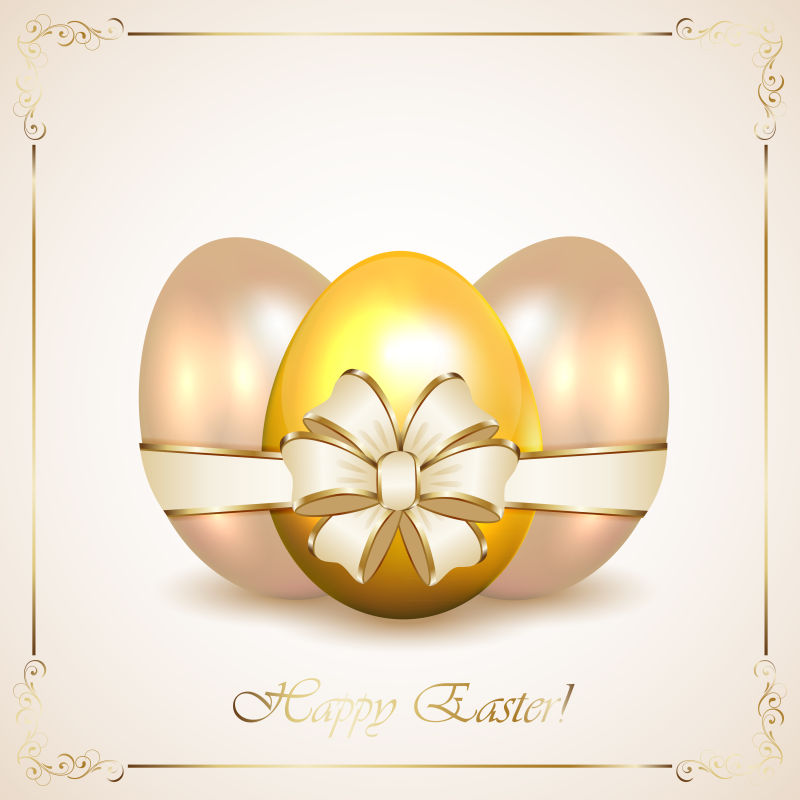 矢量的复活节金色彩蛋
