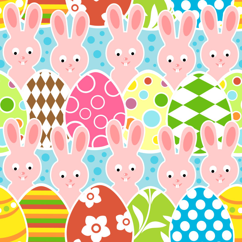 矢量复活节彩蛋与兔子背景