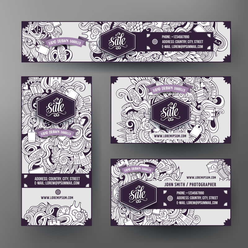 抽象矢量紫色花卉装饰的企业宣传设计
