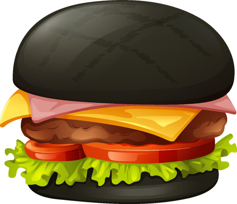 矢量的黑色汉堡插图