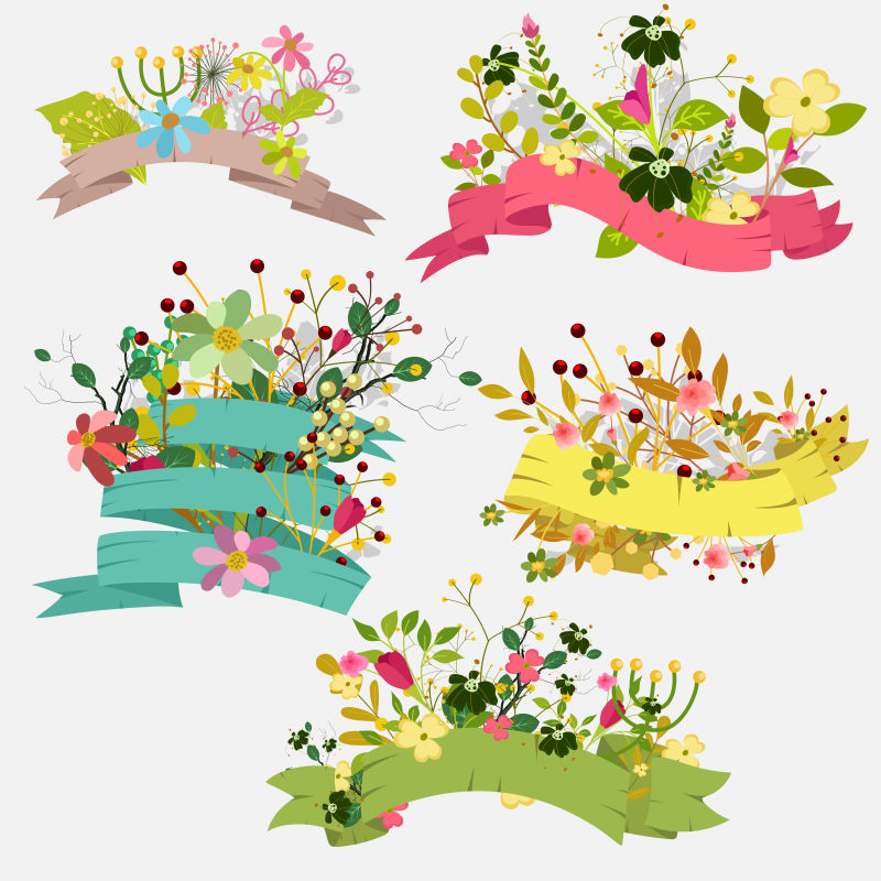 创意矢量现代花卉装饰的标签设计