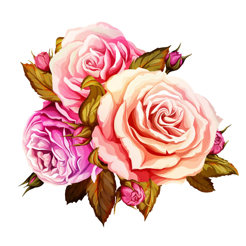 创意矢量美丽的玫瑰花束设计