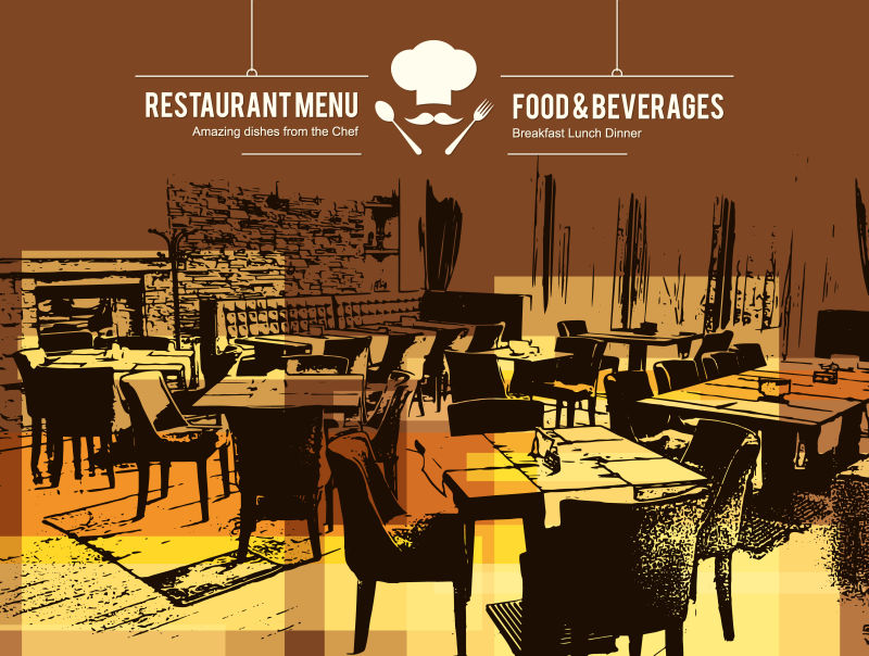 餐厅菜单设计咖啡馆咖啡馆餐厅酒吧的矢量菜单小册子模板餐饮饮品标志设计附图草图