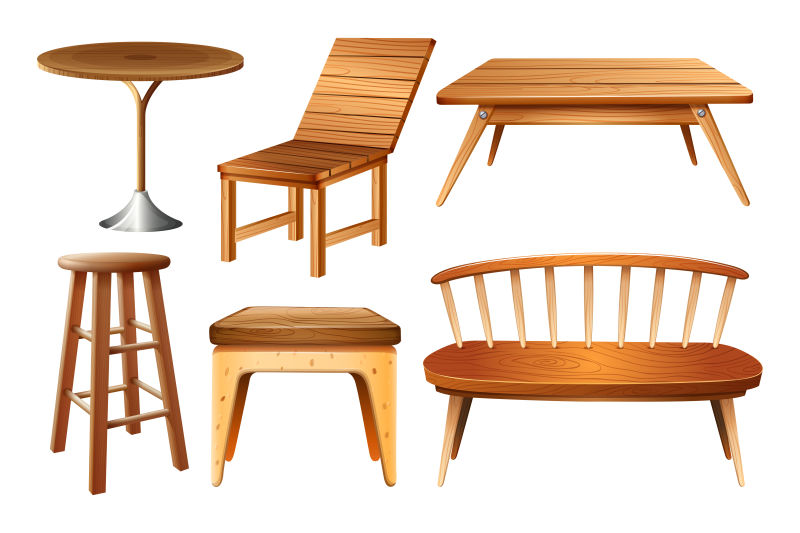 木质桌椅矢量