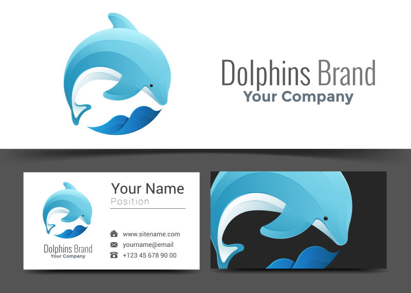 矢量海豚跳跃波公司标志