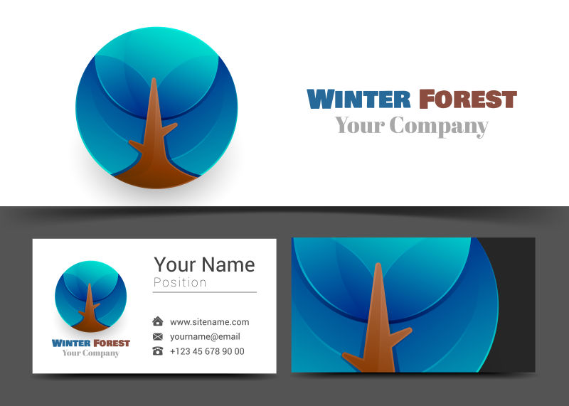 矢量冬季蓝森林企业标识