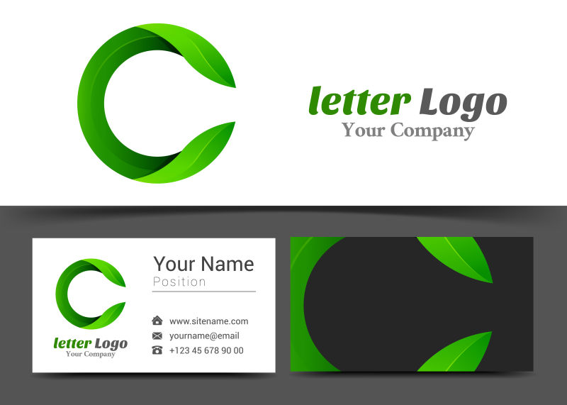 抽象矢量绿色生态字母c 的标志设计