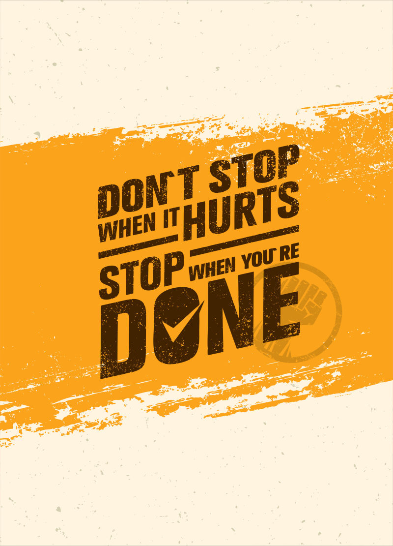 当你受伤的时候不要停下来当你结束的时候停下来锻炼和健身动机报价创意矢量海报