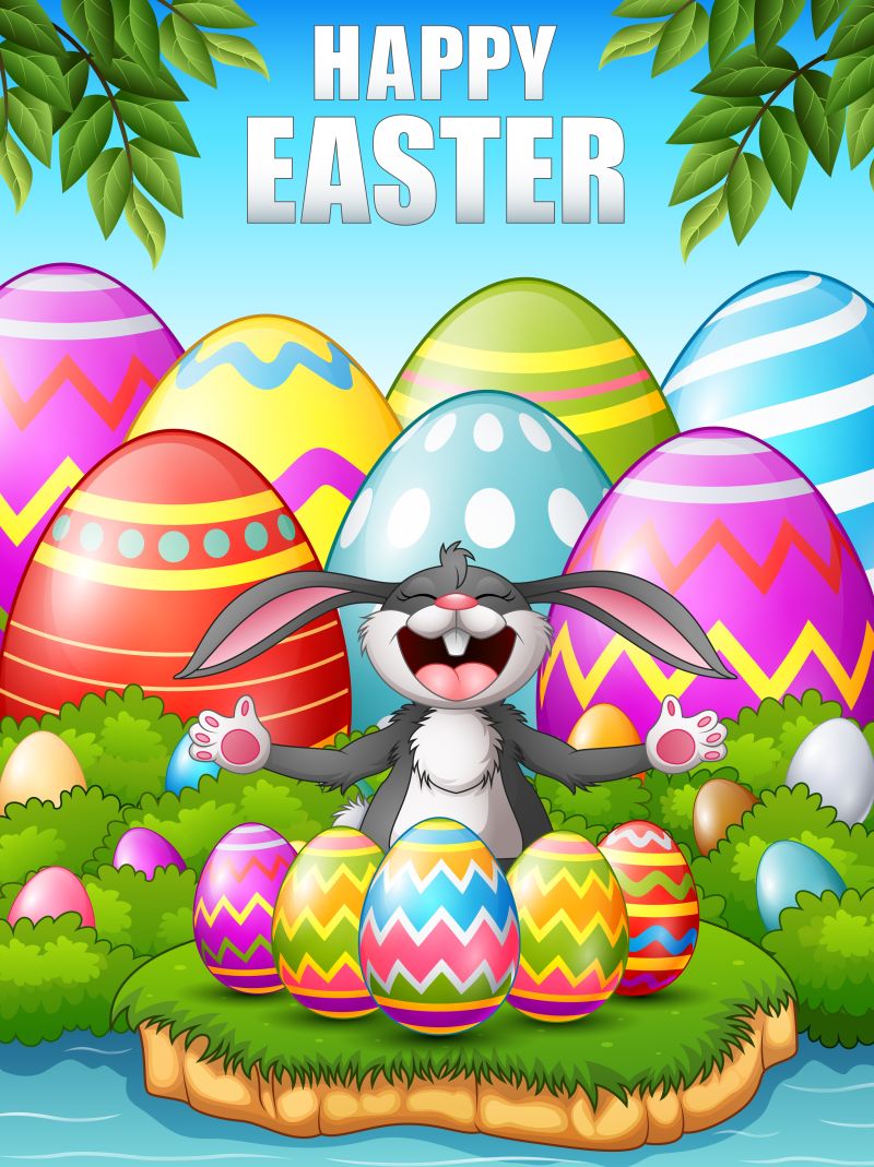 复活节的卡通兔子矢量插图