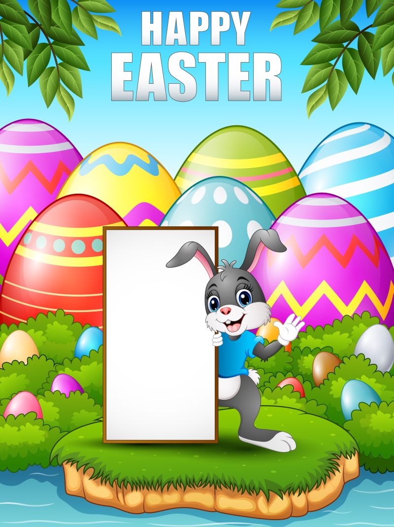矢量的复活节可爱兔子插图