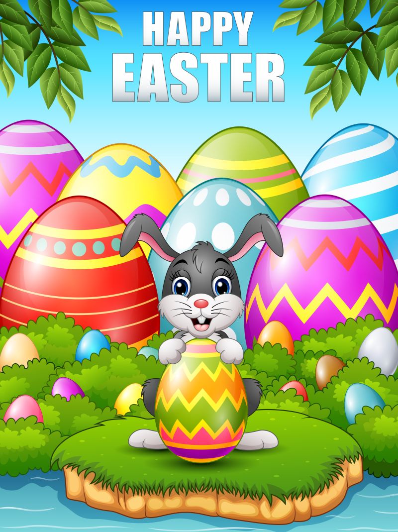 矢量的复活节卡通兔子