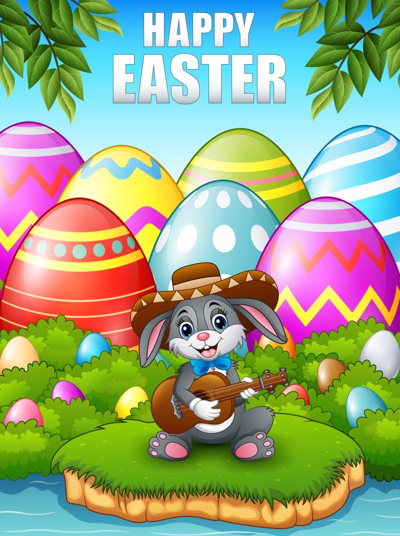 复活节的可爱兔子矢量插图