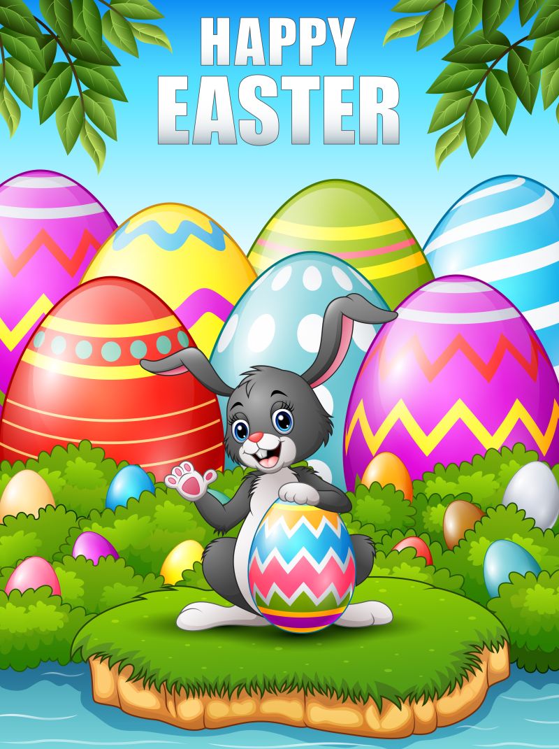 复活节的卡通兔子矢量插图设计