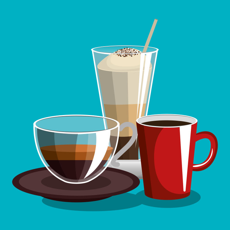 抽象矢量现代新鲜美味咖啡元素插图设计