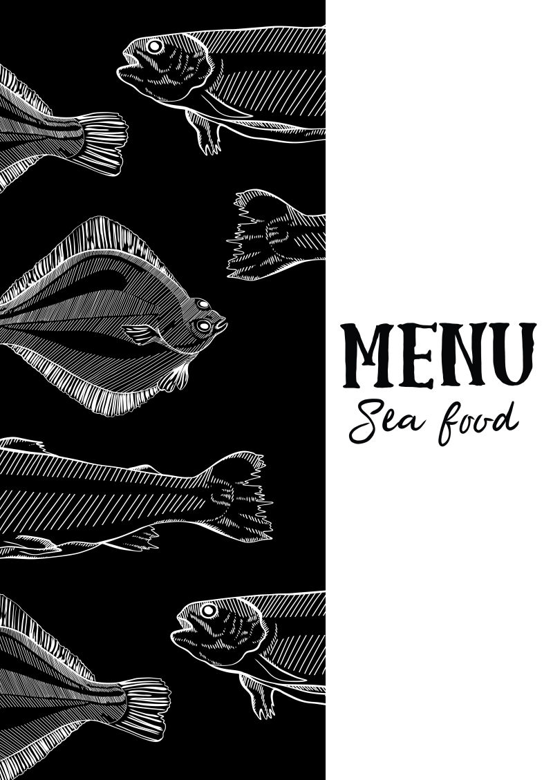 抽象矢量海鲜动物元素的菜单设计