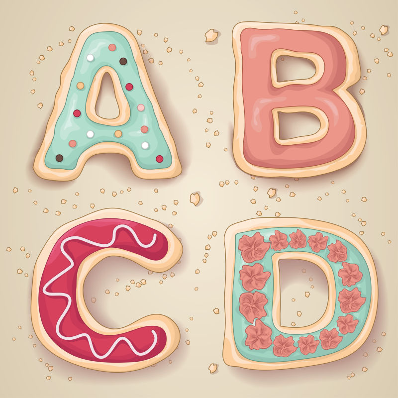 创意矢量美味的字母饼干设计