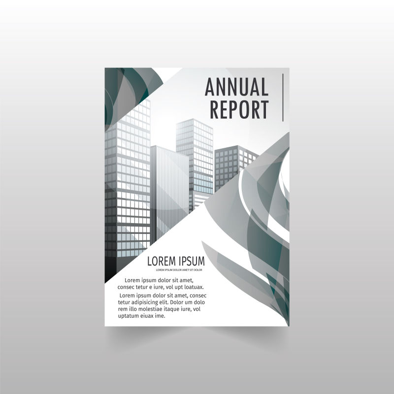 灰色年度报告手册矢量设计