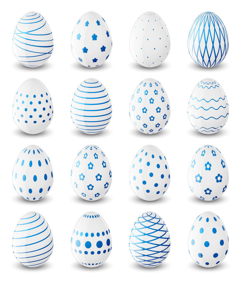 矢量的蓝色图案复活节彩蛋