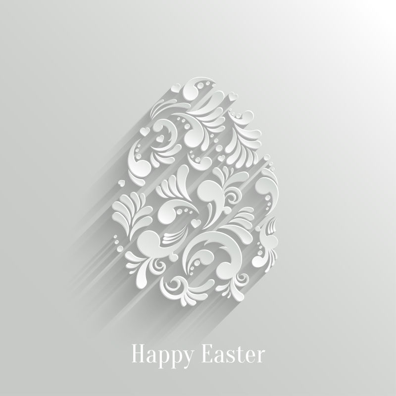 白色纸质花纹的复活节彩蛋矢量插图