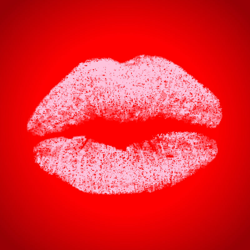 抽象矢量现代浪漫红唇元素的情人节背景