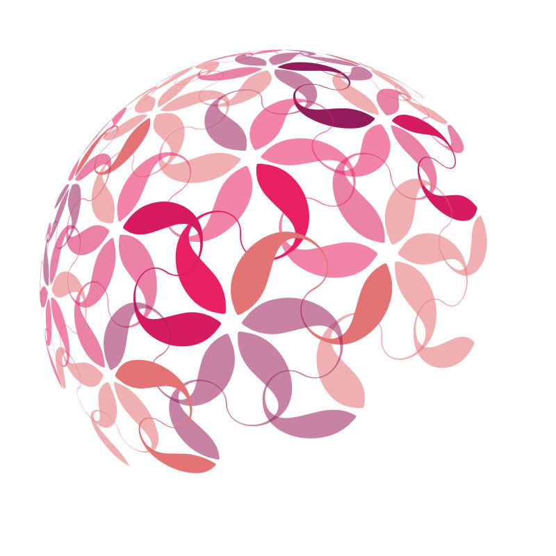 由粉红色和白色的互锁环构成的花球