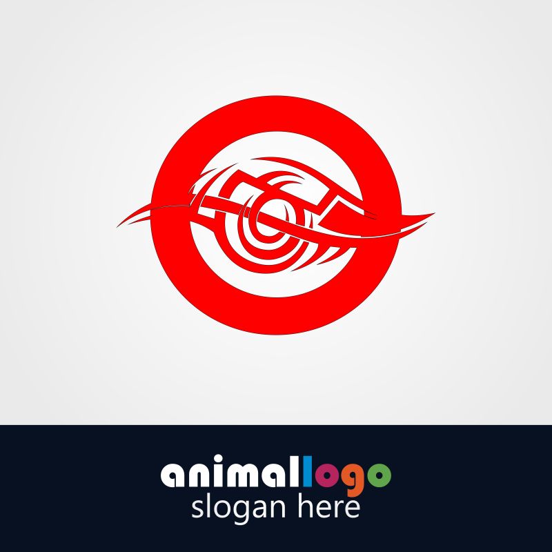 矢量红色抽象动物元素标志设计