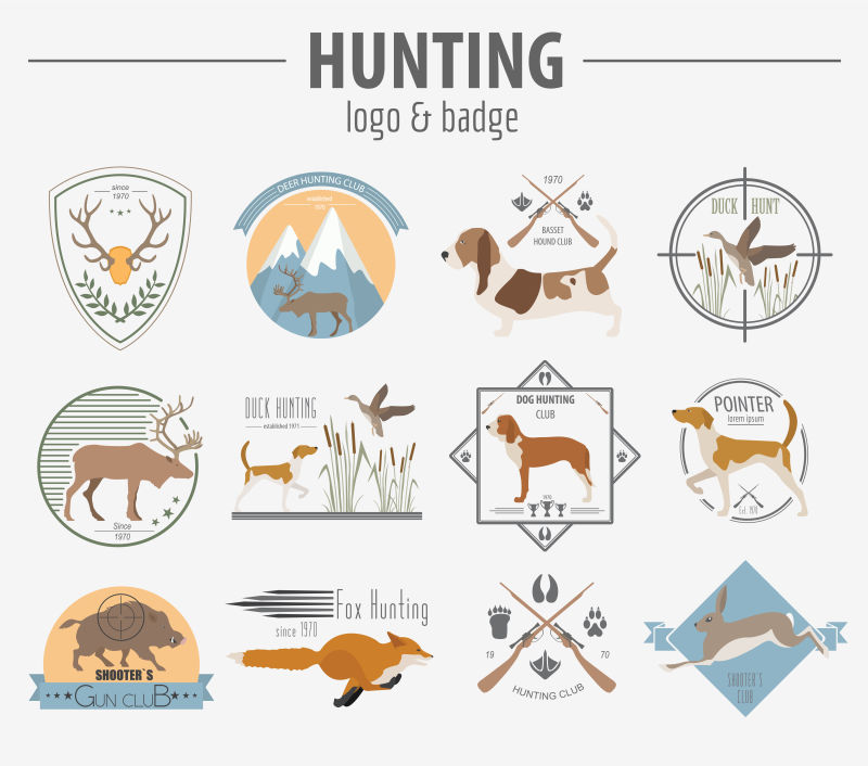 创意的户外狩猎标志矢量设计