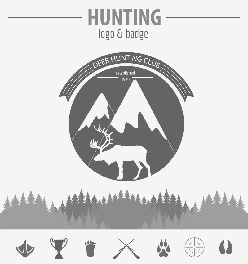 灰色的狩猎标志矢量设计