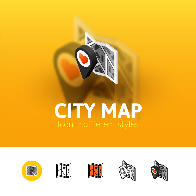 矢量立体城市地图图标设计