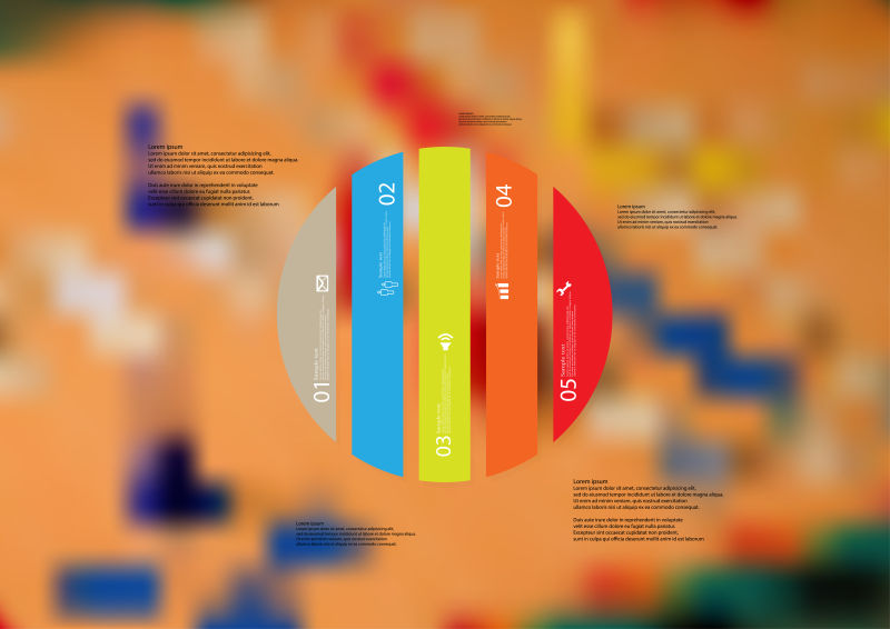 插图信息模板垂直分割为五个颜色独立部分