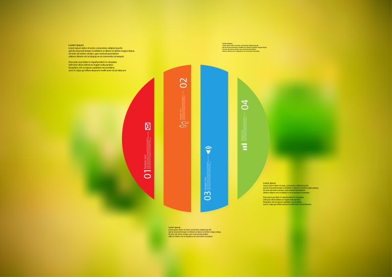 插图信息模板垂直分割为四个颜色独立部分