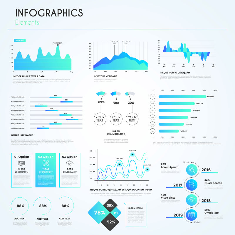创意矢量蓝色现代信息图表设计