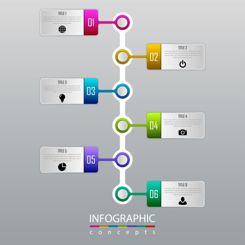 创意矢量彩色数字信息图表设计