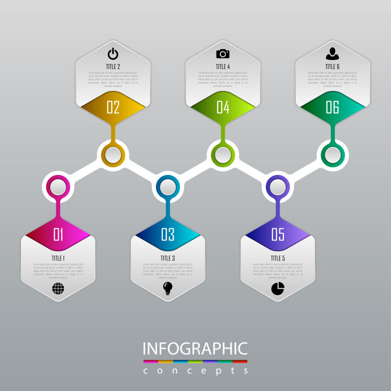 创意矢量彩色步骤元素的信息图表设计