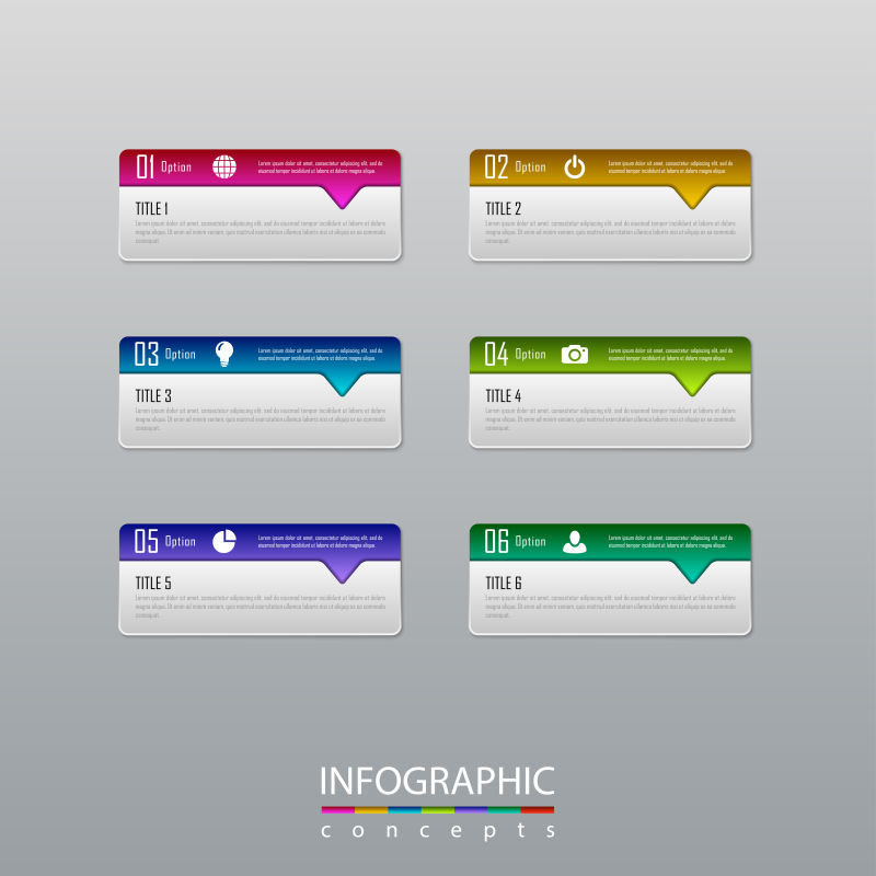 创意矢量彩色信息图表标签设计元素